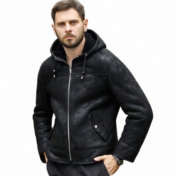 mens b3 shearling jacket black leather hooded fur coat short sheepskin winter coats men's & faux m1je#
mens b3 shearling jacket black leather hooded fur coat short sheepskin winter coats men's & faux m1je#