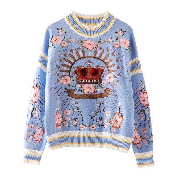 women's sweaters runway luxury winter knitting pullovers women's floral crown embroidery casual loose blue black sweaterwom, White;black
women's sweaters runway luxury winter knitting pullovers women's floral crown embroidery casual loose blue black sweaterwom, White;black