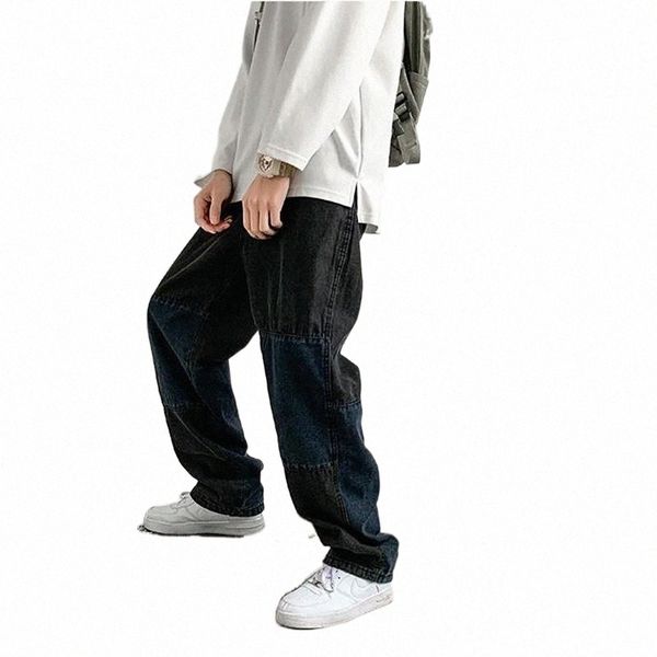 men's jeans personalized splicing pants fashion brand wide leg spring korean loose casual b06m#, Blue
men's jeans personalized splicing pants fashion brand wide leg spring korean loose casual b06m#, Blue