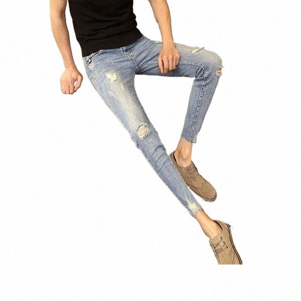 men's jeans 2022 summer ripped hole curled korean stretch slim feet youth pants teenagers students skinny men 75eu#, Blue
men's jeans 2022 summer ripped hole curled korean stretch slim feet youth pants teenagers students skinny men 75eu#, Blue