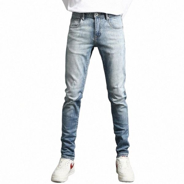 men's jeans high street style basic washed pants fashion brand denim old and retro stretch slim fit w1qn#, Blue
men's jeans high street style basic washed pants fashion brand denim old and retro stretch slim fit w1qn#, Blue
