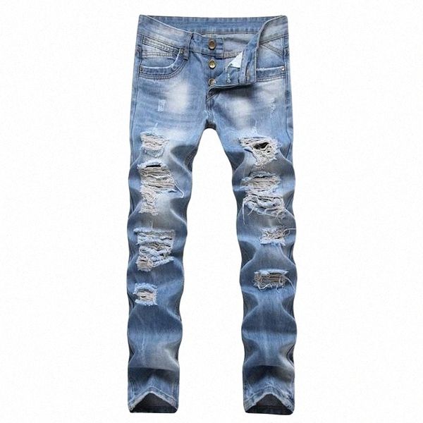 men holes jeans summer light blue denim cotton straight long jean pants male button streetwear1 q33x#
men holes jeans summer light blue denim cotton straight long jean pants male button streetwear1 q33x#
