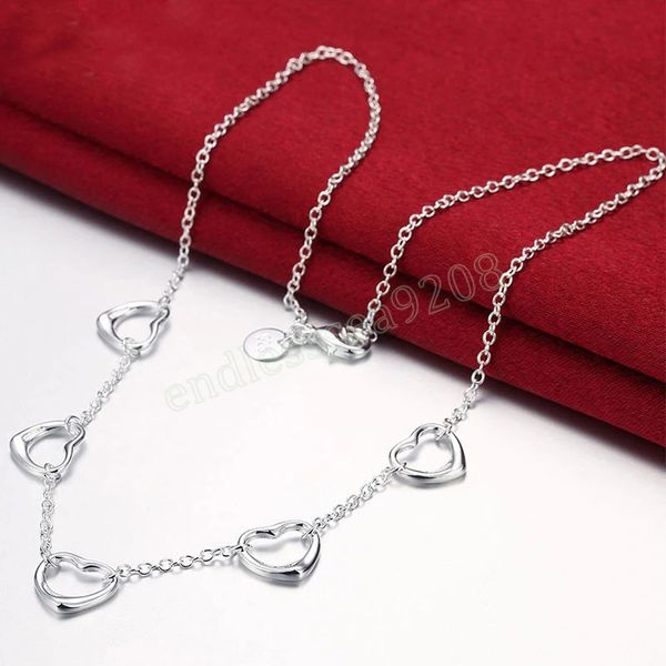 925 sterling silver five heart chain necklace for women fashion wedding party charm jewelry
925 sterling silver five heart chain necklace for women fashion wedding party charm jewelry