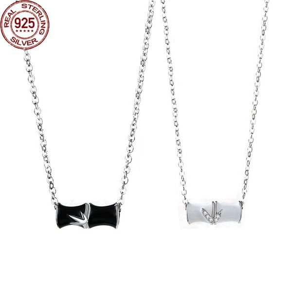 childhood sweetheart necklace strands female pair of s925 sterling silver bamboo pendant drop glue enamel clavicle chain party trendy statem, Black
childhood sweetheart necklace strands female pair of s925 sterling silver bamboo pendant drop glue enamel clavicle chain party trendy statem, Black