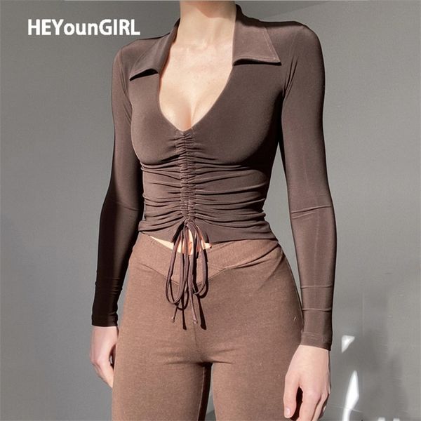 heyoungirl v neck ruched brown casual crop t shirt autumn long sleeve basic t-shirt women skinny fashion tee shirt femme 220318, White
heyoungirl v neck ruched brown casual crop t shirt autumn long sleeve basic t-shirt women skinny fashion tee shirt femme 220318, White