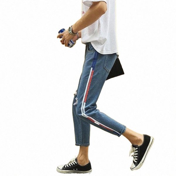 spring autumn 2021 fashion casual denim teenagers street new striped ripped jeans male korean youth beam cropped trousers p7i7#, Blue
spring autumn 2021 fashion casual denim teenagers street new striped ripped jeans male korean youth beam cropped trousers p7i7#, Blue