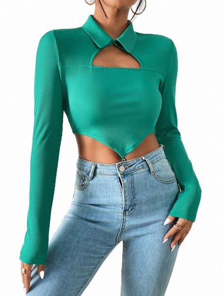 ribbed knit cut out front crop tee o3mn#, White
ribbed knit cut out front crop tee o3mn#, White