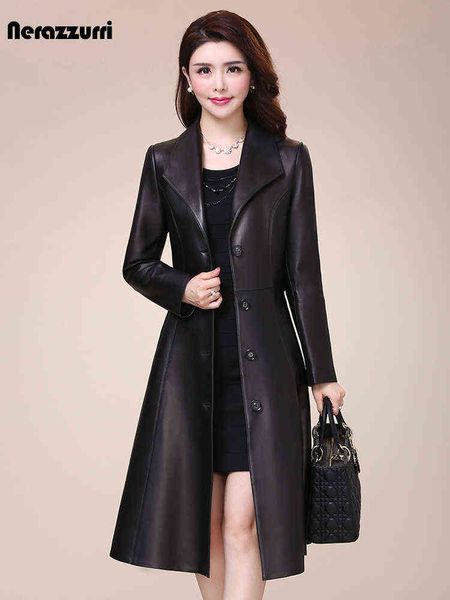 nerazzurri spring autumn long black soft faux leather coat women long sleeve buttons slim fit elegant leather jacket women 2021 t220810
nerazzurri spring autumn long black soft faux leather coat women long sleeve buttons slim fit elegant leather jacket women 2021 t220810