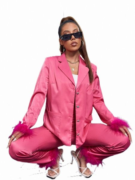 two piece dress fuzzy trim patched pocket blazer & pants d3uy#, White 
two piece dress fuzzy trim patched pocket blazer & pants d3uy#, White