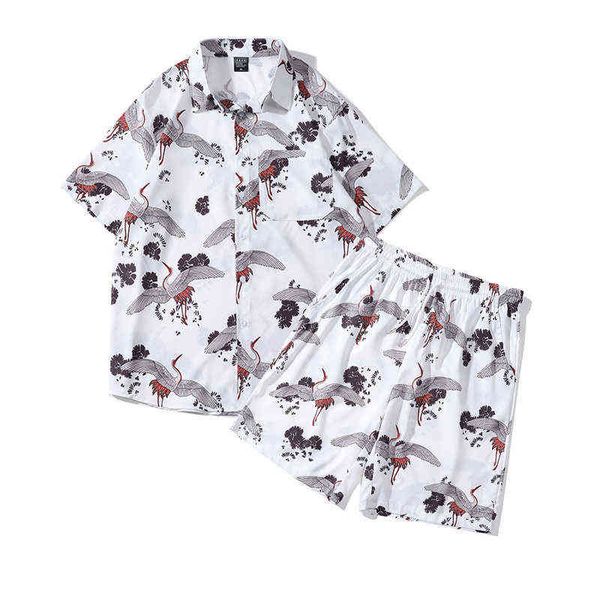 kemeja hawaii pria pakaian pendek 2022 kaus lengan pendek print daun bangau terbang kasual musim panas celana pendek pantai setelan dua t220, Gray 
kemeja hawaii pria pakaian pendek 2022 kaus lengan pendek print daun bangau terbang kasual musim panas celana pendek pantai setelan dua t220, Gray