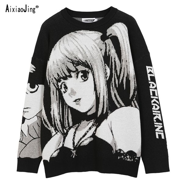 women's hip hop street style harajuku sweater spring summer retro japanese anime girls knit cotton pullover sweater ladies 220819, White;black
women's hip hop street style harajuku sweater spring summer retro japanese anime girls knit cotton pullover sweater ladies 220819, White;black
