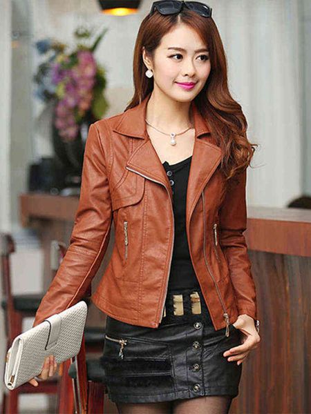 fmfssom spring new women slim faux leather jacket brown soft pu coats zippers casual pockets motobiker windproof warm outwear t220810, Black
fmfssom spring new women slim faux leather jacket brown soft pu coats zippers casual pockets motobiker windproof warm outwear t220810, Black