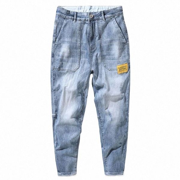 men loose jeans tide brand feet pants harem stretch cropped trend street men's 70c0#, Blue
men loose jeans tide brand feet pants harem stretch cropped trend street men's 70c0#, Blue
