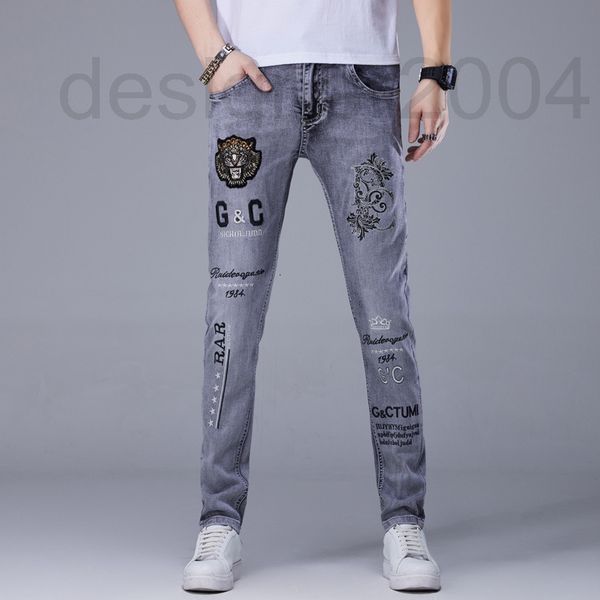 men's jeans designer high grade light color denim pants men's summer new trend drill printing elastic slim leggings hvf5, Blue
men's jeans designer high grade light color denim pants men's summer new trend drill printing elastic slim leggings hvf5, Blue