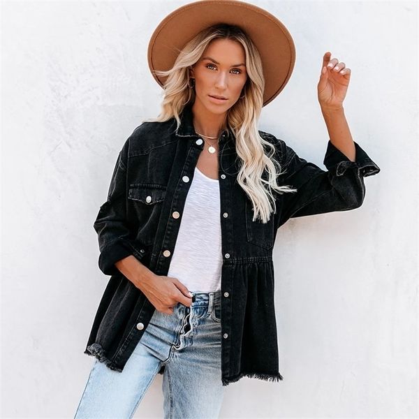 tassel black denim jacket women gothic clothes boyfriend breasted short jacket color coat long sleeve black raw edges denim coat 220819, Black;brown
tassel black denim jacket women gothic clothes boyfriend breasted short jacket color coat long sleeve black raw edges denim coat 220819, Black;brown