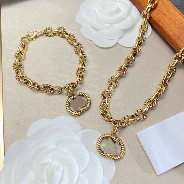 european and american retro twist thread alphabet pendant necklace classic interlocking clavicle chain bracelet set fast delivery, Silver
european and american retro twist thread alphabet pendant necklace classic interlocking clavicle chain bracelet set fast delivery, Silver