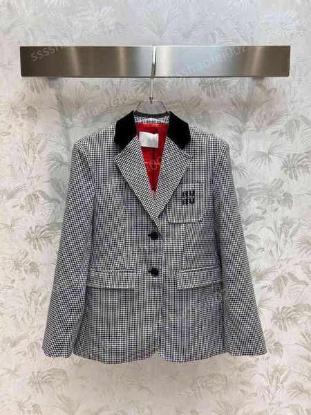 luxury womens jackets miu houndstooth velvet collar suit red lining 2022aw black stitching design lapel letter embroidery jacket designer w, Black;brown
luxury womens jackets miu houndstooth velvet collar suit red lining 2022aw black stitching design lapel letter embroidery jacket designer w, Black;brown