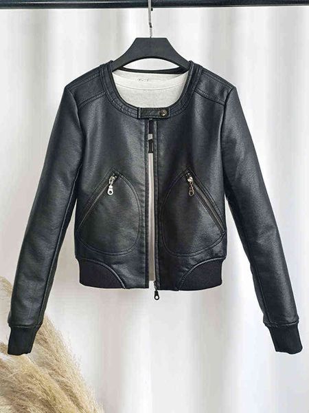fmfssom spring basic o-neck faux leather jacket women casual motorcycle pu coat soft slim high street motobiker vintage outwear t220810, Black
fmfssom spring basic o-neck faux leather jacket women casual motorcycle pu coat soft slim high street motobiker vintage outwear t220810, Black