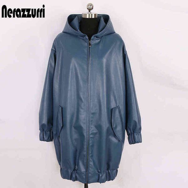 nerazzurri spring autumn windproof blue oversized long faux leather jacket women with hood zipper black waterproof raincoat 2022 t220810
nerazzurri spring autumn windproof blue oversized long faux leather jacket women with hood zipper black waterproof raincoat 2022 t220810