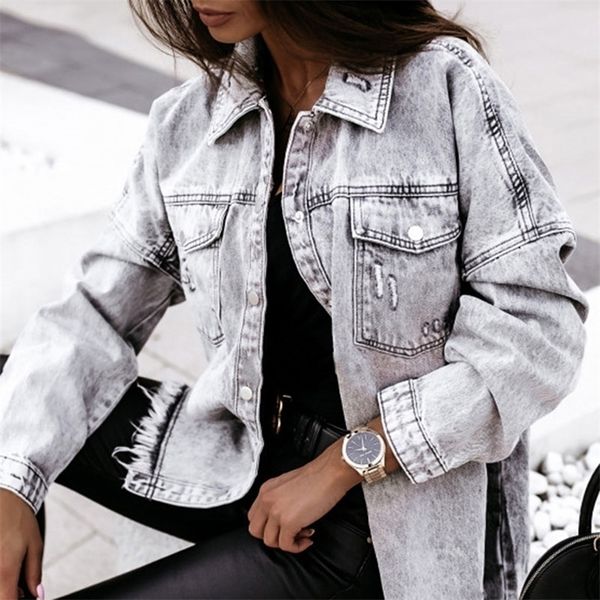vintage boyfriend denim jacket gray loose womens coat spring autumn wash make old fringed high street style denim coat 220819, Black;brown
vintage boyfriend denim jacket gray loose womens coat spring autumn wash make old fringed high street style denim coat 220819, Black;brown