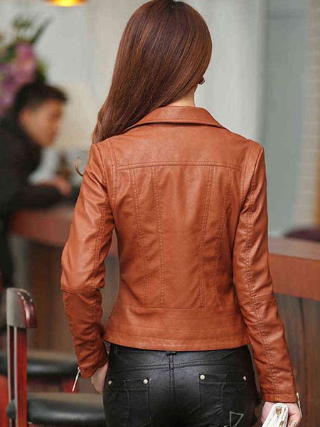 fmfssom spring new women slim faux leather jacket brown soft pu coats zippers casual pockets motobiker windproof warm outwear t220822, Black
fmfssom spring new women slim faux leather jacket brown soft pu coats zippers casual pockets motobiker windproof warm outwear t220822, Black