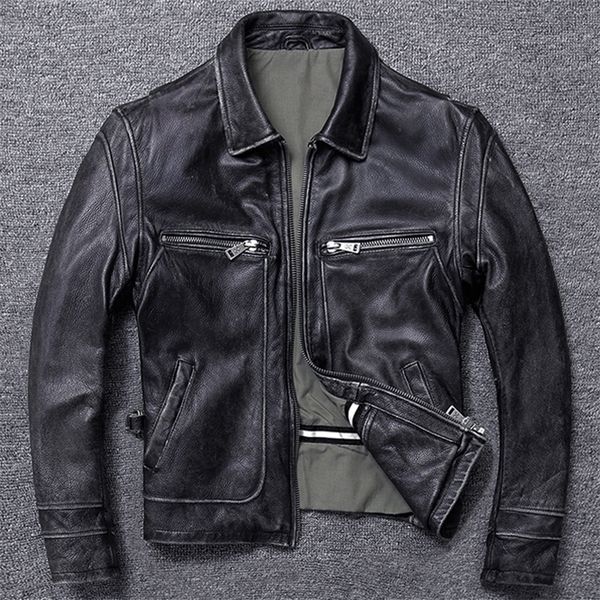 dermis brand men cowhide coat natural quality men s genuine leather jacket vintage leather clothes 220819, Black;brown
dermis brand men cowhide coat natural quality men s genuine leather jacket vintage leather clothes 220819, Black;brown