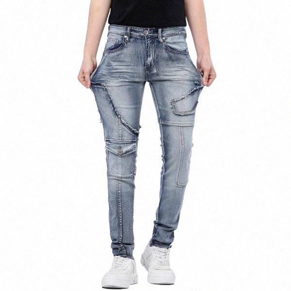 men's jeans fashion men vintage ripped knee pockets patchwork motorcycle denim trousers for male straight g88a#, Blue
men's jeans fashion men vintage ripped knee pockets patchwork motorcycle denim trousers for male straight g88a#, Blue