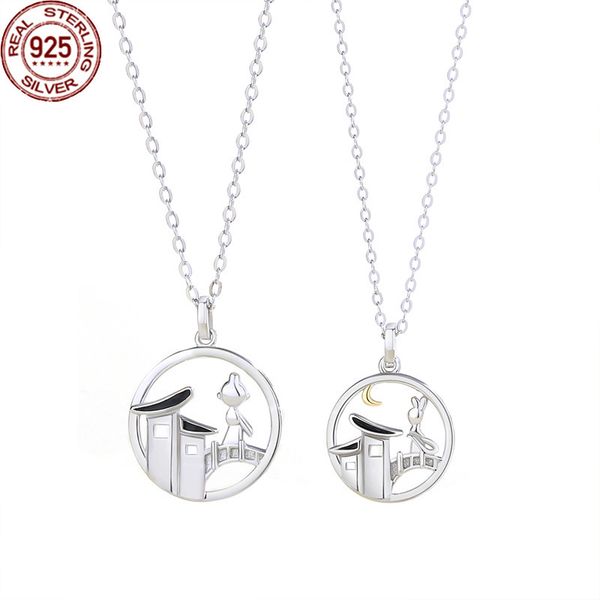 new qixi magpie bridge couple necklace strands sterling silver a pair of cartoon collarbone chain commemorative gifts designed by the minori, Black
new qixi magpie bridge couple necklace strands sterling silver a pair of cartoon collarbone chain commemorative gifts designed by the minori, Black