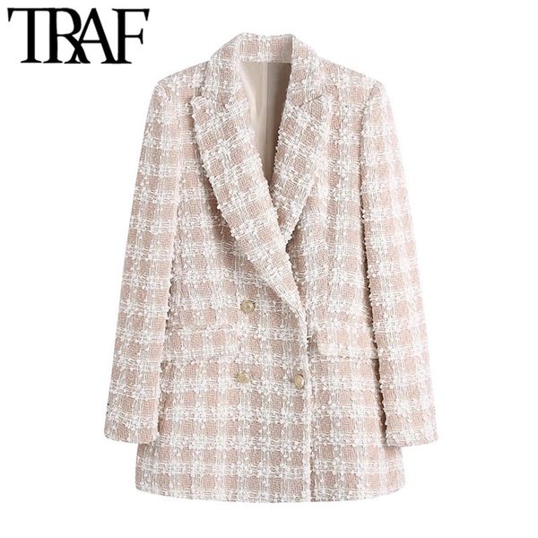 traf women fashion tweed double breasted blazer coat vintage long sleeve flap pockets female outerwear chic veste femme 220308, White;black
traf women fashion tweed double breasted blazer coat vintage long sleeve flap pockets female outerwear chic veste femme 220308, White;black