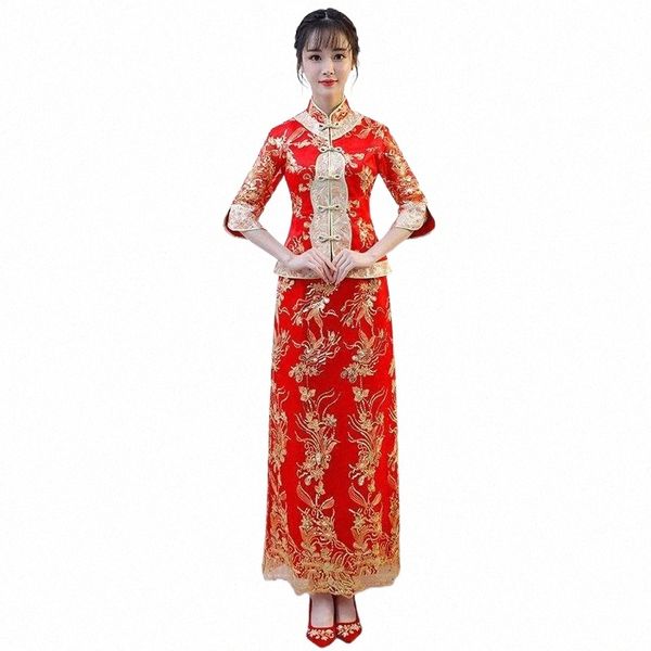 bride wedding party dragon and phoenix gown chinese dress half sleeve embroidery appliques straight dresses xs-3xl cheongsam g6qn#, Red
bride wedding party dragon and phoenix gown chinese dress half sleeve embroidery appliques straight dresses xs-3xl cheongsam g6qn#, Red