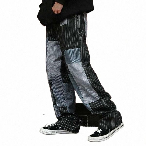 men's jeans vertical striped patch mens streetwear baggy and relaxed denim pants beggar men loose straight lazy pant1 h7lj#, Blue
men's jeans vertical striped patch mens streetwear baggy and relaxed denim pants beggar men loose straight lazy pant1 h7lj#, Blue