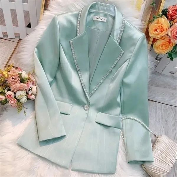 size 3xl women s spring autumn jacket diamond studded bright silk satin coat slim high end blazer women vintage white 220819, Black;brown
size 3xl women s spring autumn jacket diamond studded bright silk satin coat slim high end blazer women vintage white 220819, Black;brown