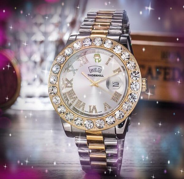 full diamonds-studded men time week day-date watches 43mm fashion luxury shinning quartz soid fine stainless steel wristwatches limited edit, Slivery;brown
full diamonds-studded men time week day-date watches 43mm fashion luxury shinning quartz soid fine stainless steel wristwatches limited edit, Slivery;brown