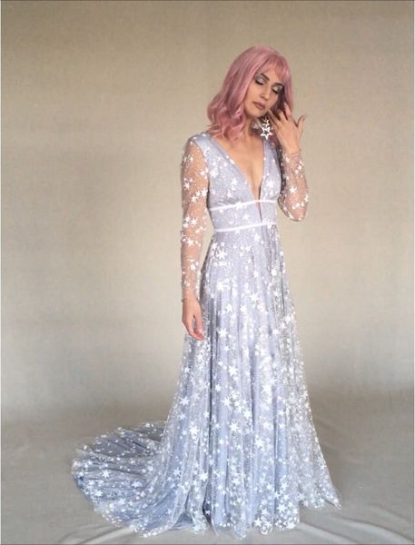 long sleeve boho wedding dress star sequined a line beach bridal gowns 2022 deep v-neck country bride dresses romantic robe de mariage, White
long sleeve boho wedding dress star sequined a line beach bridal gowns 2022 deep v-neck country bride dresses romantic robe de mariage, White