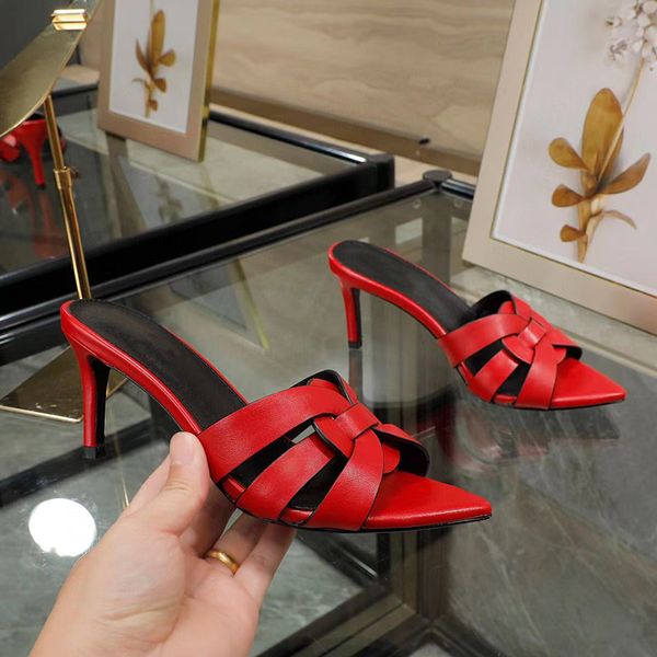 new women's high-heeled slippers designer leather summer stiletto sandals thin strap combination fashion banquet heel height 6.5cm with, Black
new women's high-heeled slippers designer leather summer stiletto sandals thin strap combination fashion banquet heel height 6.5cm with, Black
