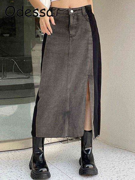 odessa casual high waist patchwork long denim skirts women's pockets split button straight midi skirt vintage streetwear outfits t22081, Black
odessa casual high waist patchwork long denim skirts women's pockets split button straight midi skirt vintage streetwear outfits t22081, Black