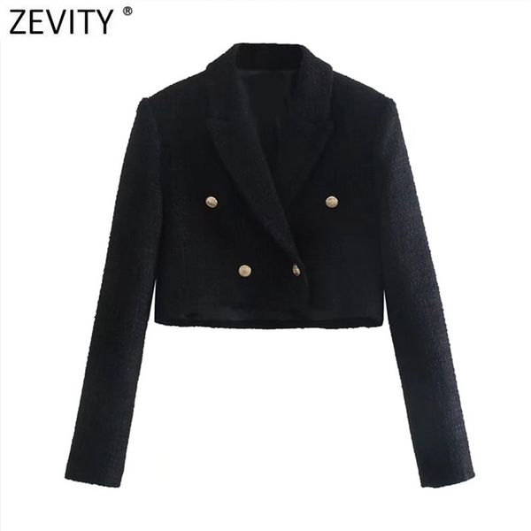 zevity women high street double breasted black tweed woolen short blazer coat vintage female outerwear chic crop suit ct823 220819, Black;brown
zevity women high street double breasted black tweed woolen short blazer coat vintage female outerwear chic crop suit ct823 220819, Black;brown