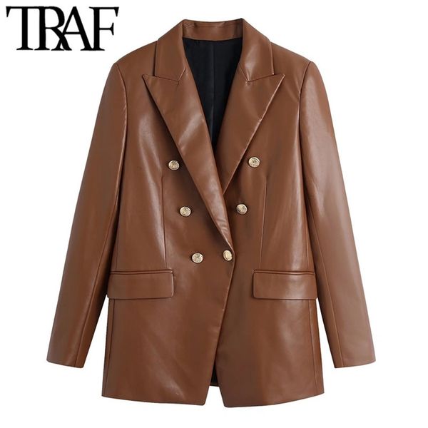 traf women fashion with buttoned faux leather blazer coat vintage long sleeve flap pockets female veste femme 220308, White;black
traf women fashion with buttoned faux leather blazer coat vintage long sleeve flap pockets female veste femme 220308, White;black