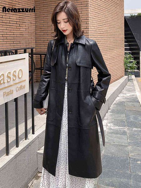 nerazzurri autumn black long waterproof faux leather trench coat for women belt single breasted elegant british style raincoat t220810
nerazzurri autumn black long waterproof faux leather trench coat for women belt single breasted elegant british style raincoat t220810