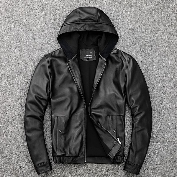 men's hooded leather jacket 100 genuine sheepskin motorcycle black coat male hoodies clothes spring hat leather jacket men 220819, Black;brown
men's hooded leather jacket 100 genuine sheepskin motorcycle black coat male hoodies clothes spring hat leather jacket men 220819, Black;brown