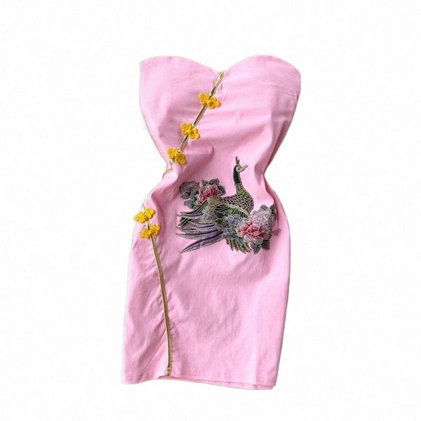 strapless peacock woman pink summer dress chinese style embroidery sleeveless above knee bodycon black casual dresses x0nn#, Black;gray
strapless peacock woman pink summer dress chinese style embroidery sleeveless above knee bodycon black casual dresses x0nn#, Black;gray