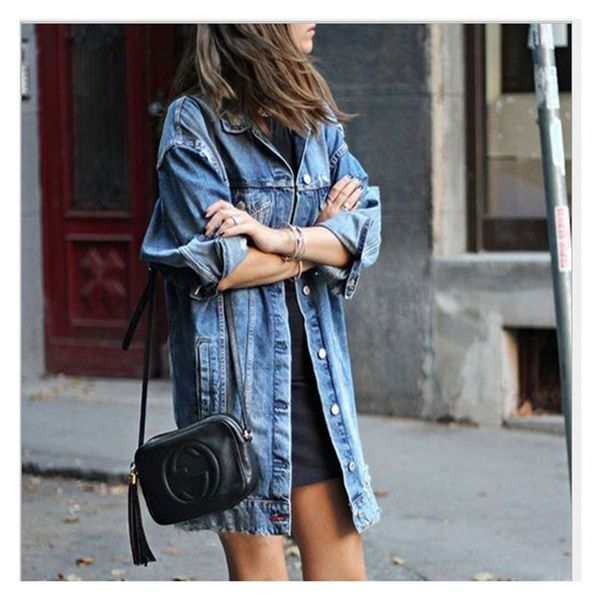 long loose casual blue jean jacket spring autumn women mid length dark hole wash trench oversized coat 3003 220819, Black;brown
long loose casual blue jean jacket spring autumn women mid length dark hole wash trench oversized coat 3003 220819, Black;brown