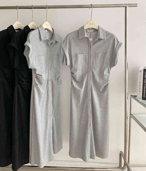 casual dresses korean summer niche design single breasted high waist polo neck closing thin pleated dress 49xy, Black;gray
casual dresses korean summer niche design single breasted high waist polo neck closing thin pleated dress 49xy, Black;gray