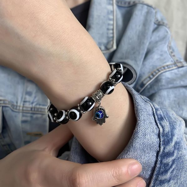 classic turkish evil eye bracelet strands charm hamsa hand lucky blue beads bracelets for women men elastic rope jewelry pulseras, Black
classic turkish evil eye bracelet strands charm hamsa hand lucky blue beads bracelets for women men elastic rope jewelry pulseras, Black