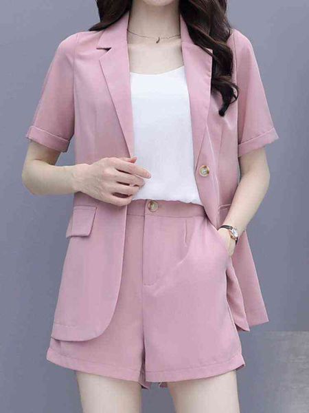 summer elegant casual women blazer shorts suit short sleeve jacket high waist pants two pieces set female fashion outfits cloths j220813, White;black
summer elegant casual women blazer shorts suit short sleeve jacket high waist pants two pieces set female fashion outfits cloths j220813, White;black