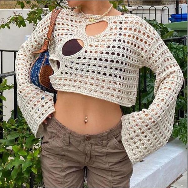 women's t-shirt loose navel bottoming casual careful machine hole hollow solid color blouse, White
women's t-shirt loose navel bottoming casual careful machine hole hollow solid color blouse, White