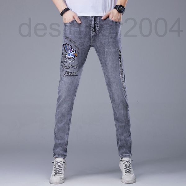 men's jeans designer smoke grey embroidered jeans men's high-end fashion brand summer thin pants slim fit small feet elastic casua, Blue
men's jeans designer smoke grey embroidered jeans men's high-end fashion brand summer thin pants slim fit small feet elastic casua, Blue