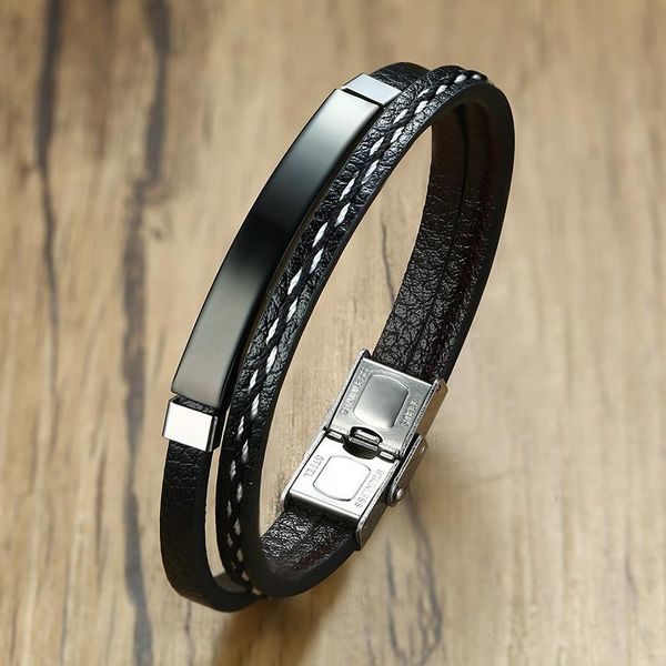 business mens custom name strands mencharm bracelet stainless steel leather fashion women cuban adjustable length boy, Black
business mens custom name strands mencharm bracelet stainless steel leather fashion women cuban adjustable length boy, Black