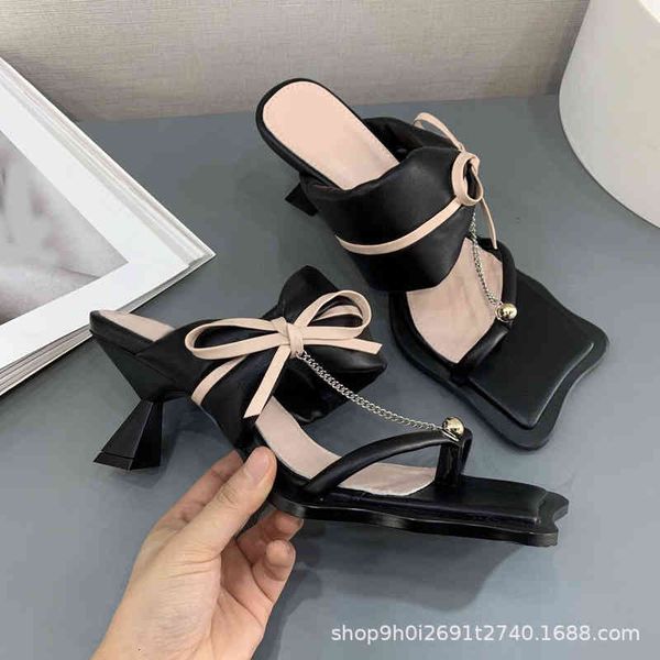 headgear sandals wave toe high heels bow knot fairy style foam cotton middle heel sandals color matching line slippers for women to wear out, Black
headgear sandals wave toe high heels bow knot fairy style foam cotton middle heel sandals color matching line slippers for women to wear out, Black