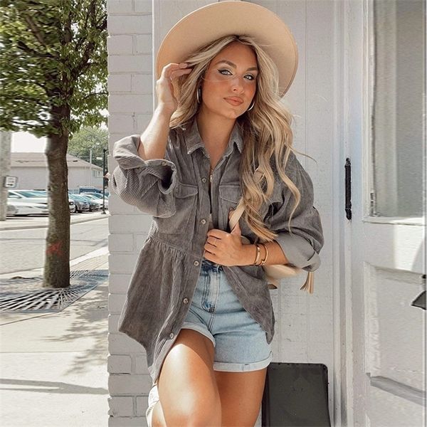 spring cardigan corduroy jacket coat lapel single breasted loose jacket coat casual elegant solid color pocket coat 220819, Black;brown
spring cardigan corduroy jacket coat lapel single breasted loose jacket coat casual elegant solid color pocket coat 220819, Black;brown